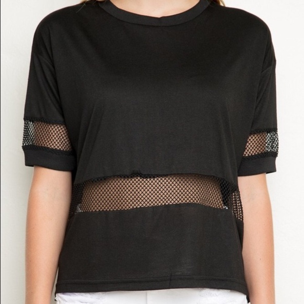 Brandy Melville Manoela Mesh Black Top